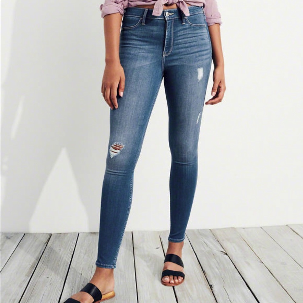 Distressed hollister jean leggings high rise